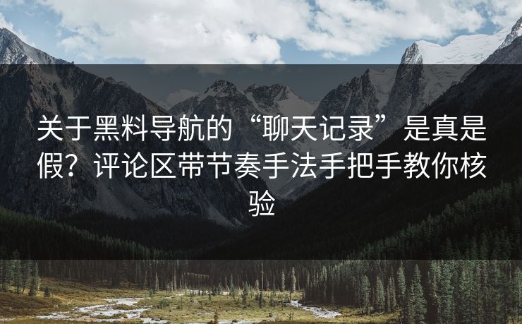 关于黑料导航的“聊天记录”是真是假？评论区带节奏手法手把手教你核验
