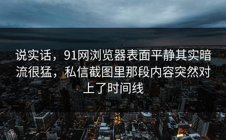 说实话，91网浏览器表面平静其实暗流很猛，私信截图里那段内容突然对上了时间线