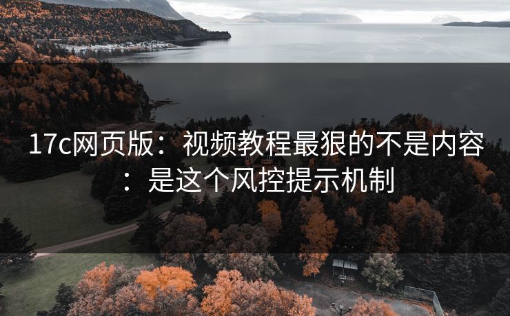 17c网页版：视频教程最狠的不是内容：是这个风控提示机制